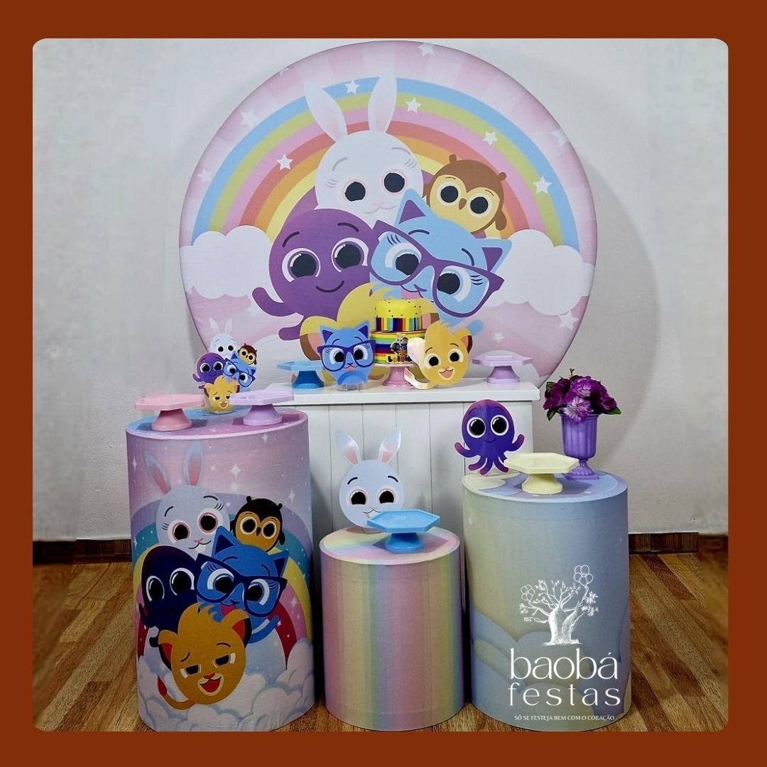 Kit Diamante - Bolo Fofos Rosa  - Baobafestas
