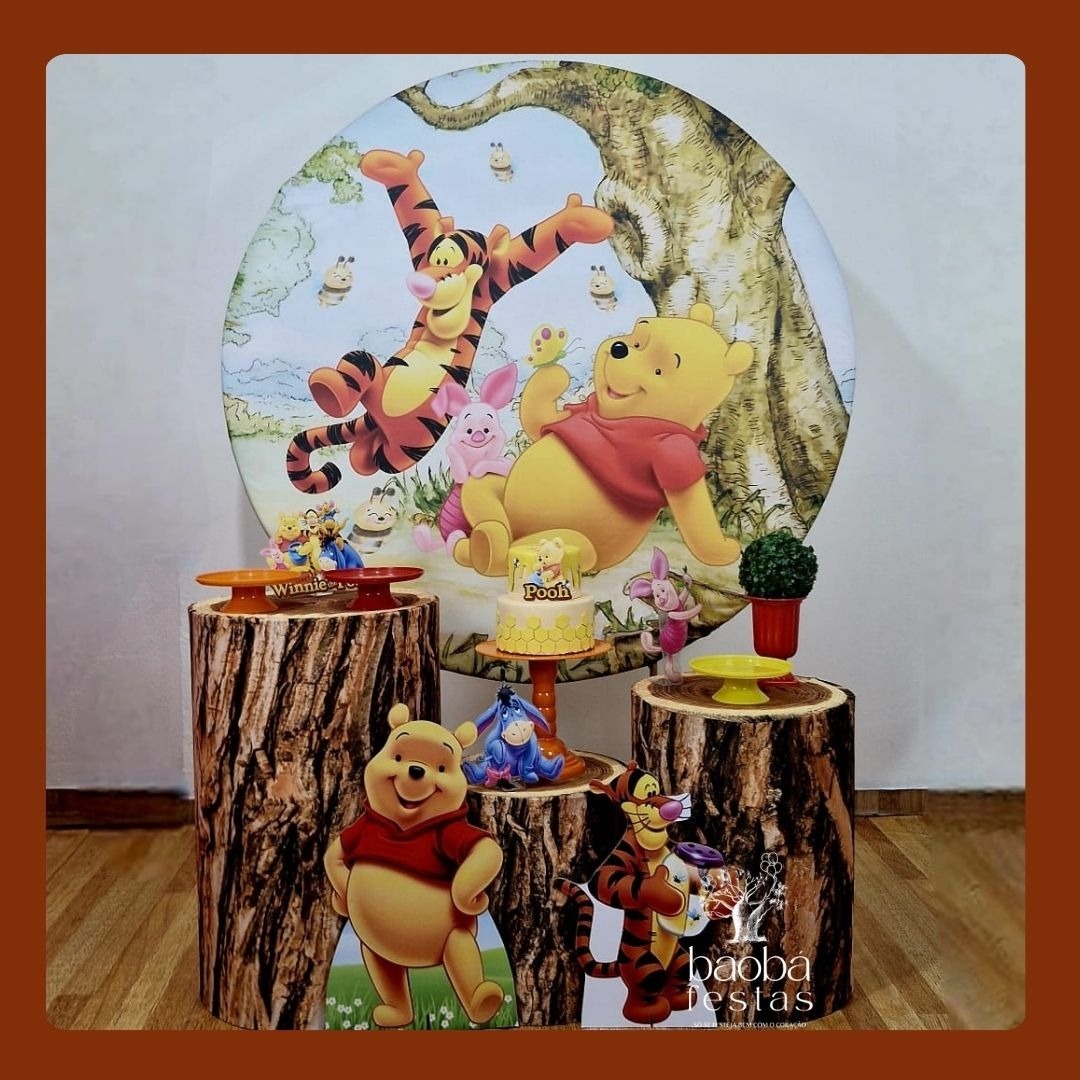 Kit Ouro - Ursinho Pooh + 2 Totens de Chão - Baobafestas