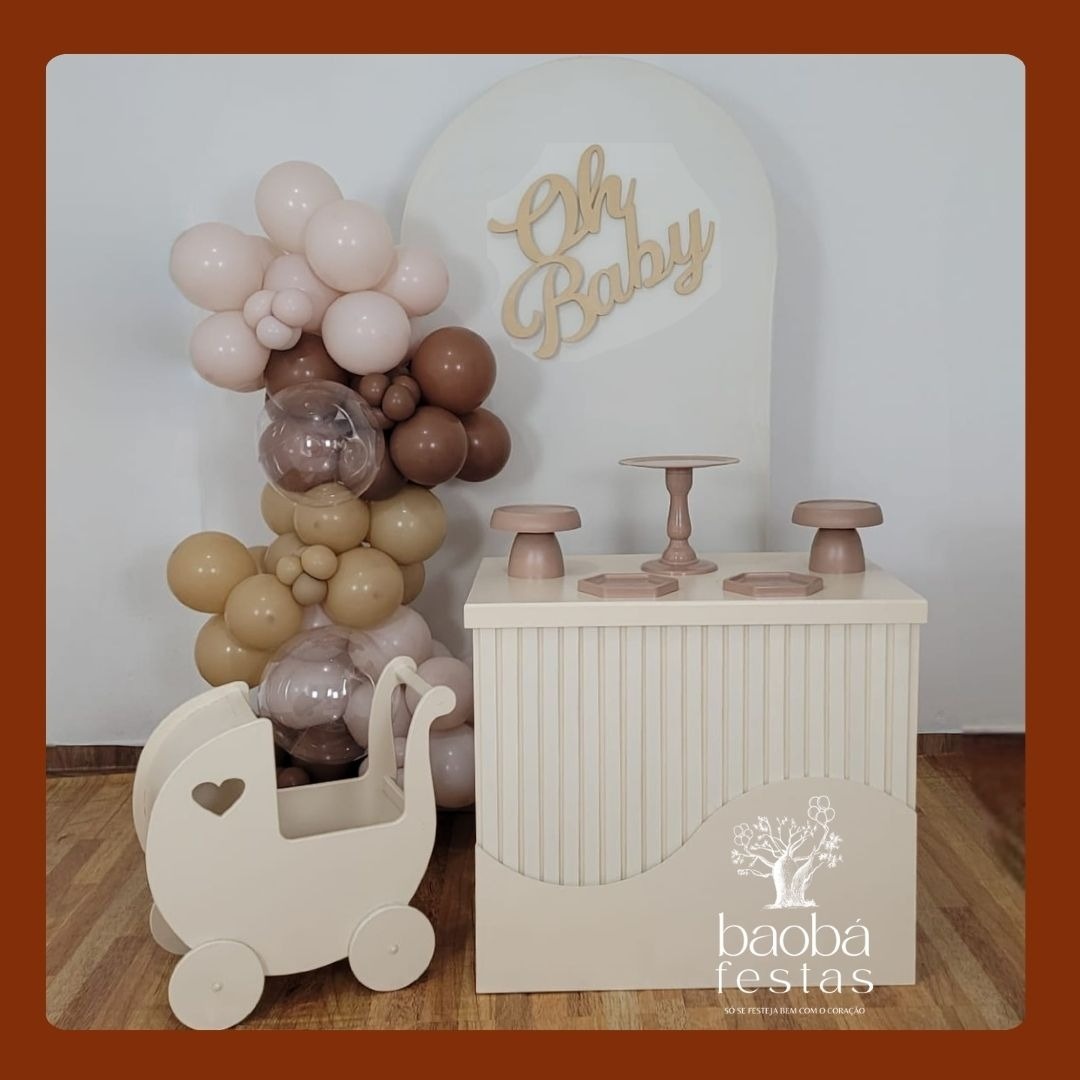 Oh Baby - Composição - Mesa Onda +Carrinho de Bebê - Sem Balões - Baobafestas