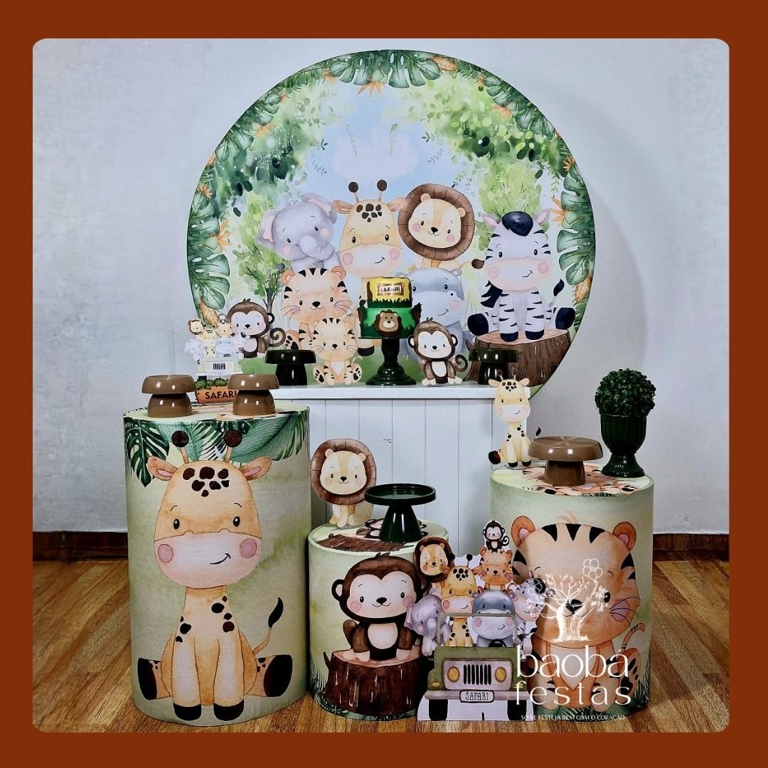 Safari Tradicional - Kit Diamante + Totem de Chão Carrinho - Baobafestas