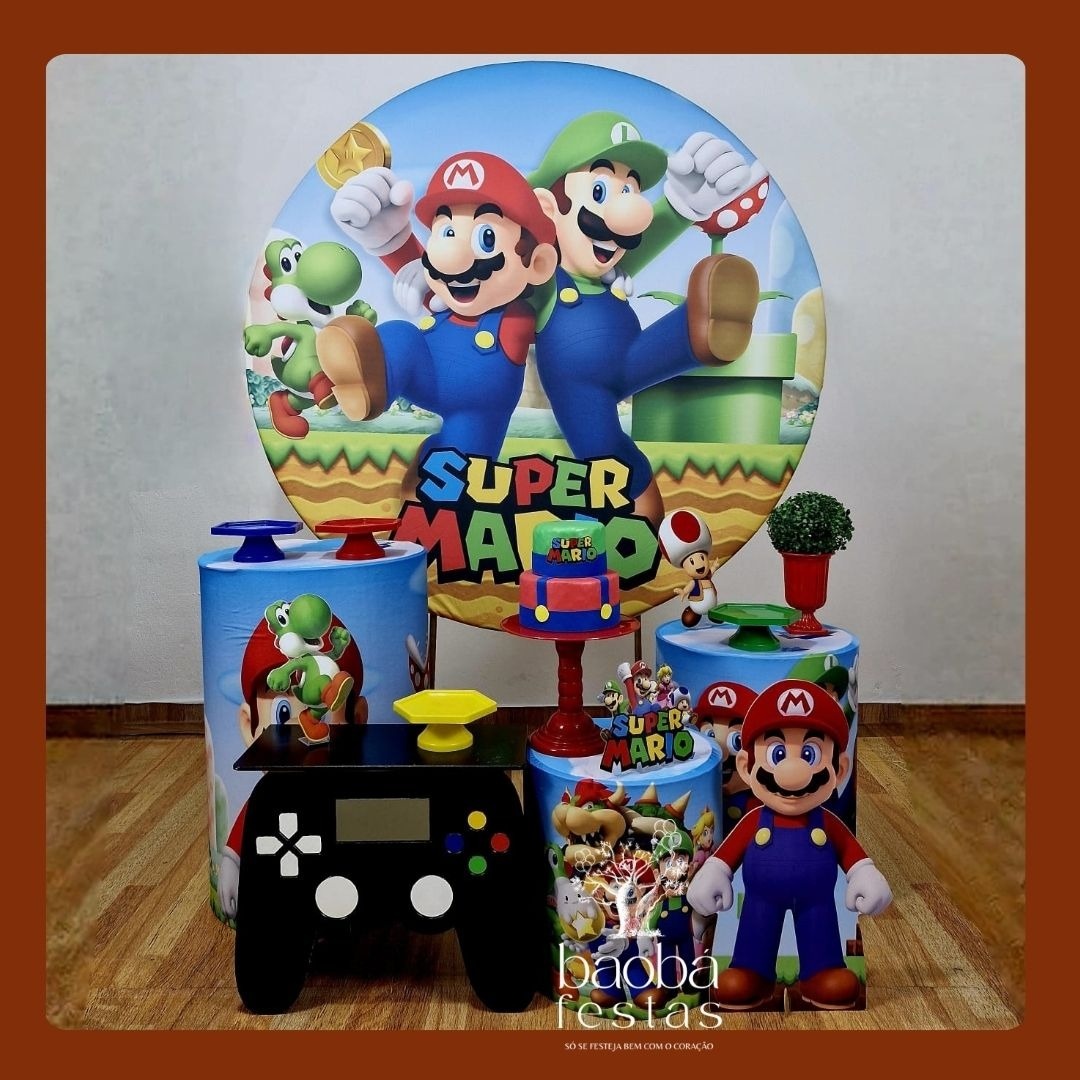 Super Mario Bross - Kit Ouro (+ Totem + Mesa Game) - Baobafestas