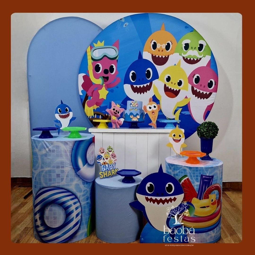 Baby Shark Azul (64) - Kit Luxo  - Baobafestas