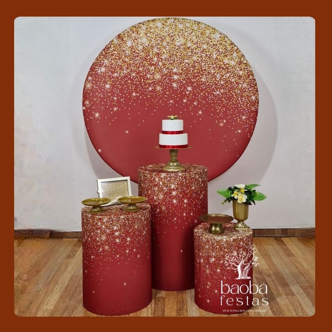 Kit Ouro - Vermelho Com Dourado Porta Retrato - Baobafestas
