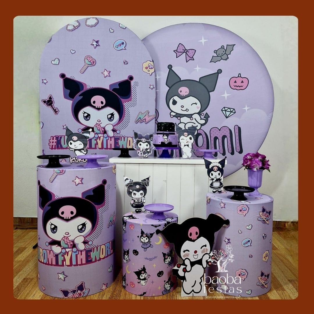 Kuromi (Hello Kitty) - Kit Luxo + Totem - Baobafestas