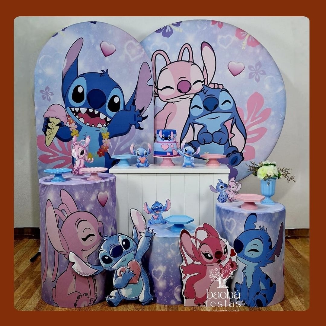Kit Luxo - Stitch E Angel + 2 Totem Angel+Stitch - Baobafestas