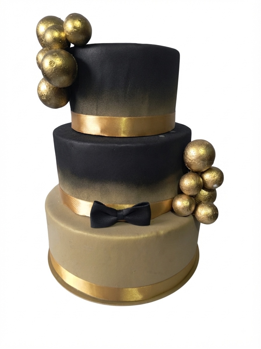 Bolo Preto E Dourado - repfestas