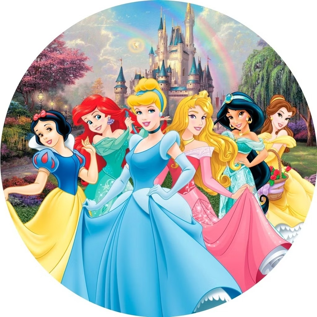 Princesas - Capa Painel Redondo - Cuca Maluca Festas
