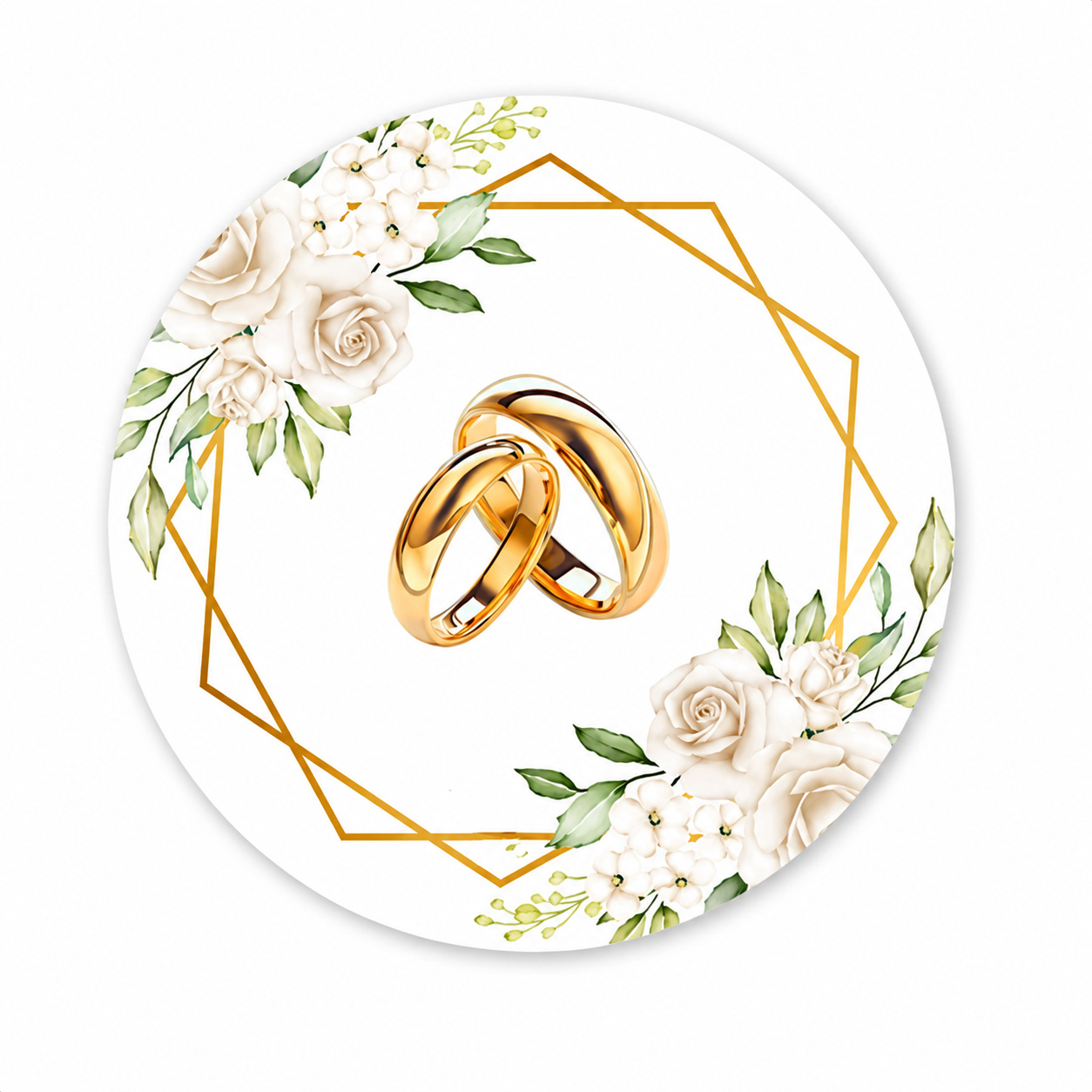 Painel Redondo - Bodas Floral Com Alianças - Cuca Maluca Festas