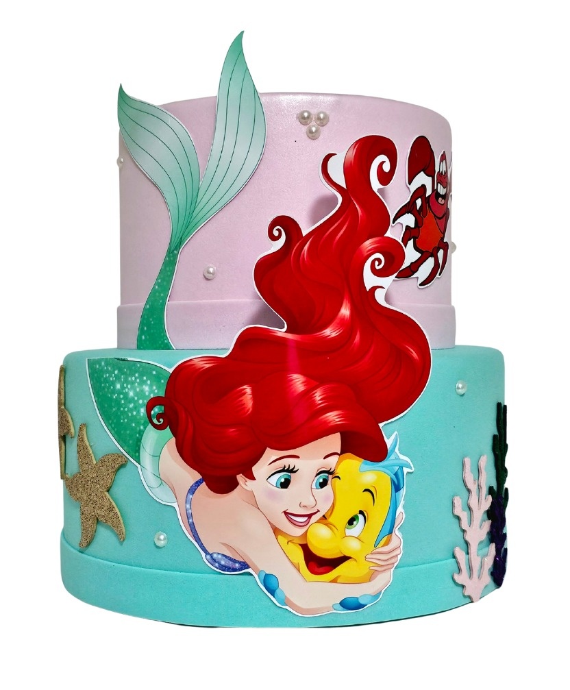 Bolo Fake Ariel Sereia  - Cuca Maluca Festas