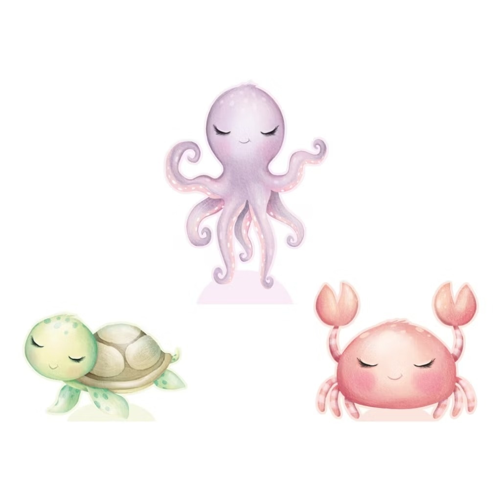 Fundo Do Mar - Kit 3 Displays de Mesa - Cuca Maluca Festas