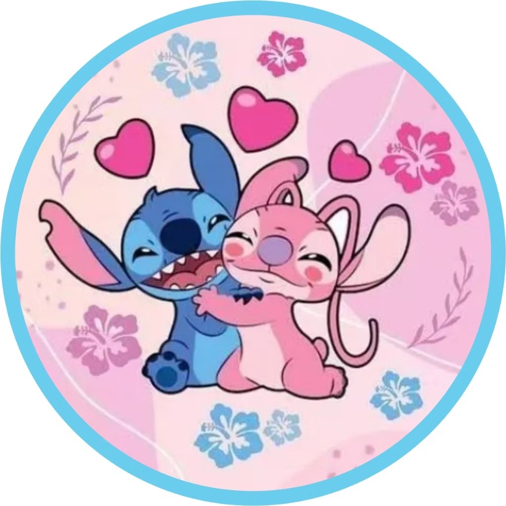 Stitch E Angel - Capa Mini Painel 50Cm - Cuca Maluca Festas
