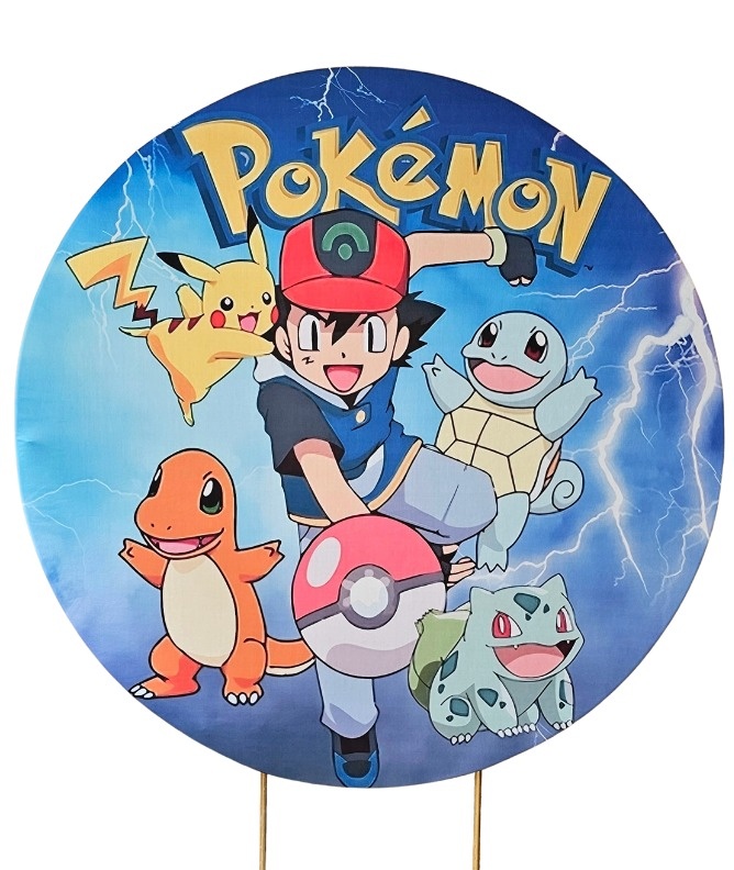 Pokemon - Capa Painel Redondo  - Cuca Maluca Festas