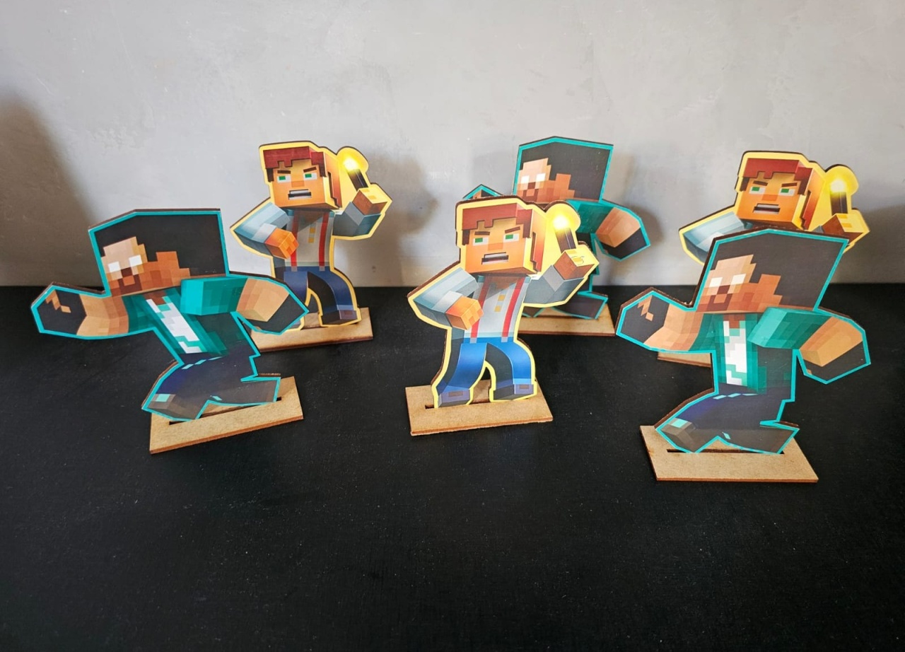 Minecraft - Kit 6 Displays de Mesa  - Cuca Maluca Festas