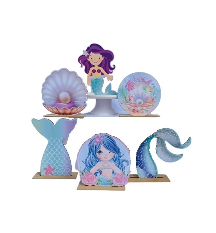 Sereia - Kit 6 Displays de Mesa - Cuca Maluca Festas