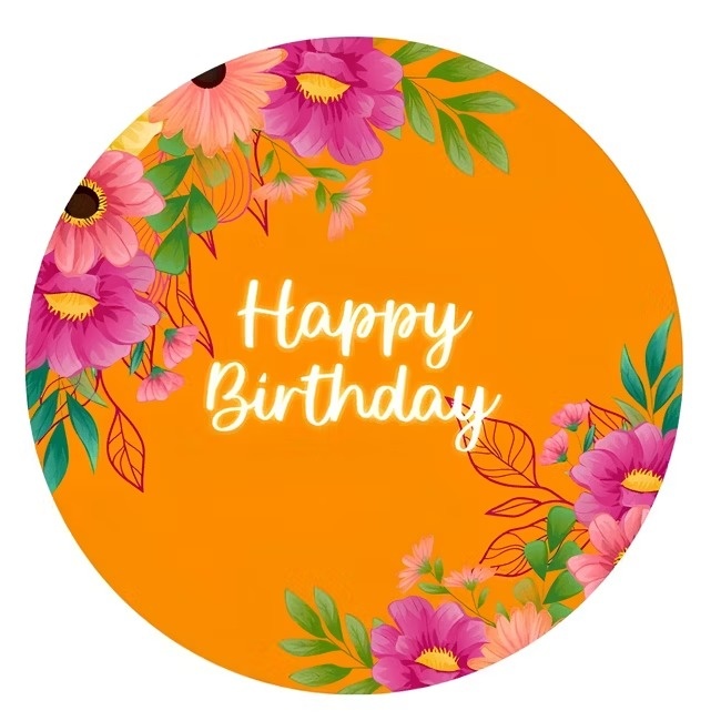 Happy Birthday Laranja - Capa Mini Painel 50Cm - Cuca Maluca Festas