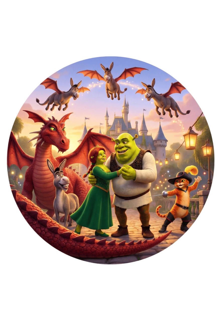 Shrek - Capa Painel Redondo - Cuca Maluca Festas