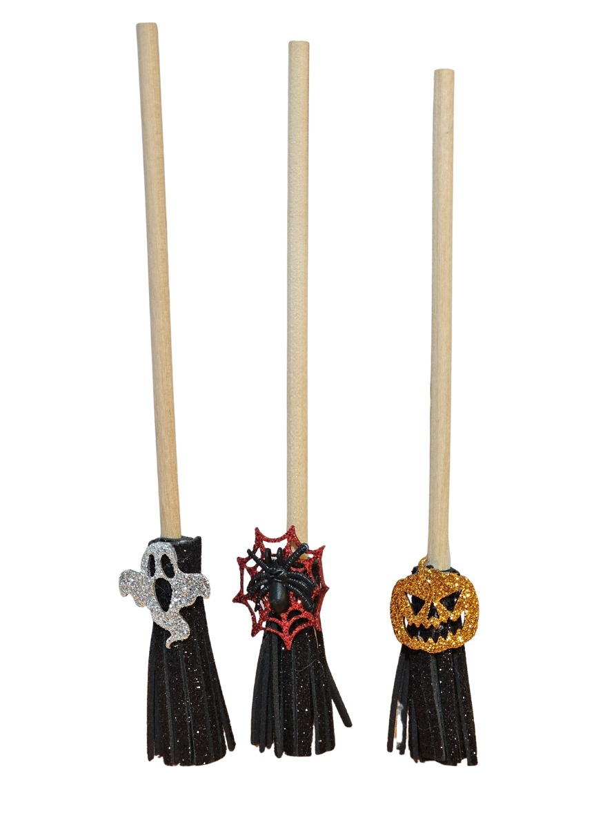 Kit 3 Vassourinhas de Bruxa (Halloween) - Cuca Maluca Festas