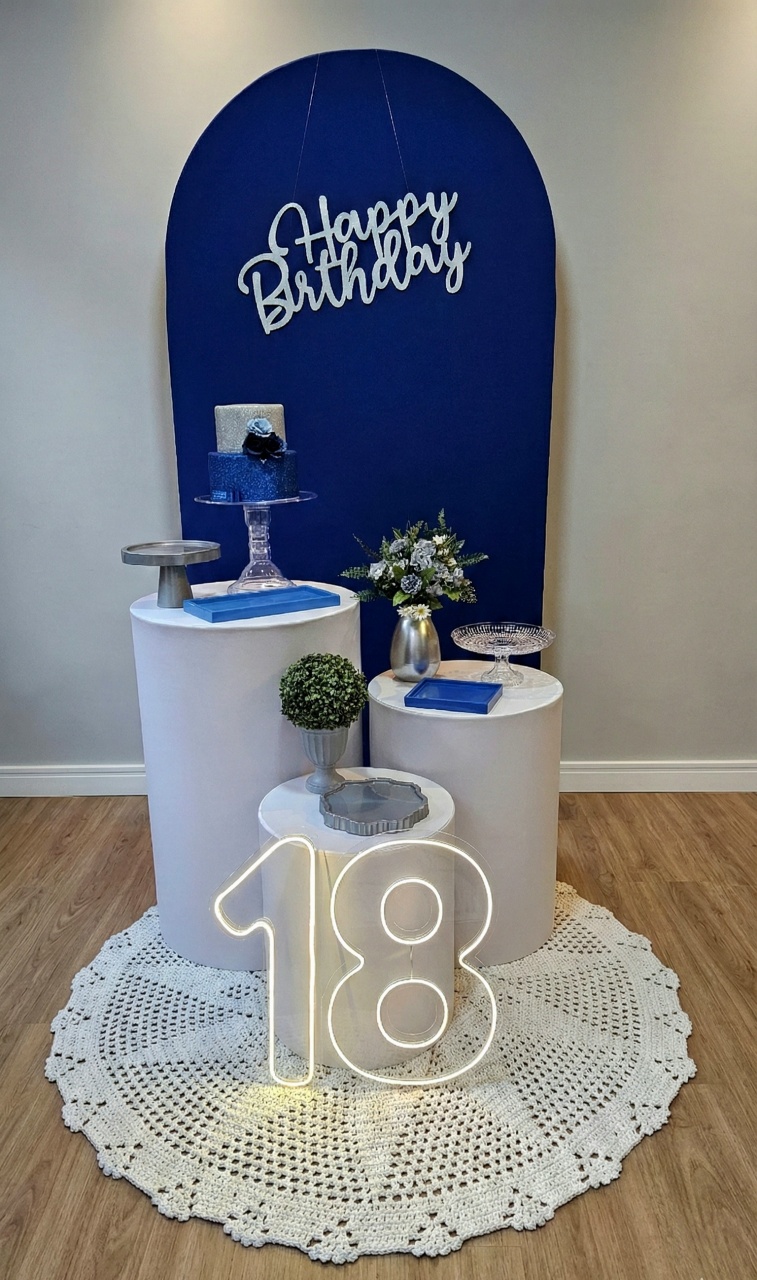Kit Adulto Romano Azul E Branco Liso - Cuca Maluca Festas