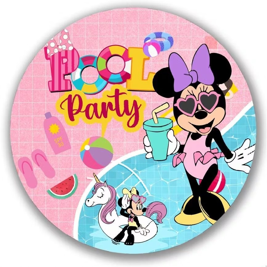 Minnie Pool Party - Capa Mini Painel 50Cm - Cuca Maluca Festas