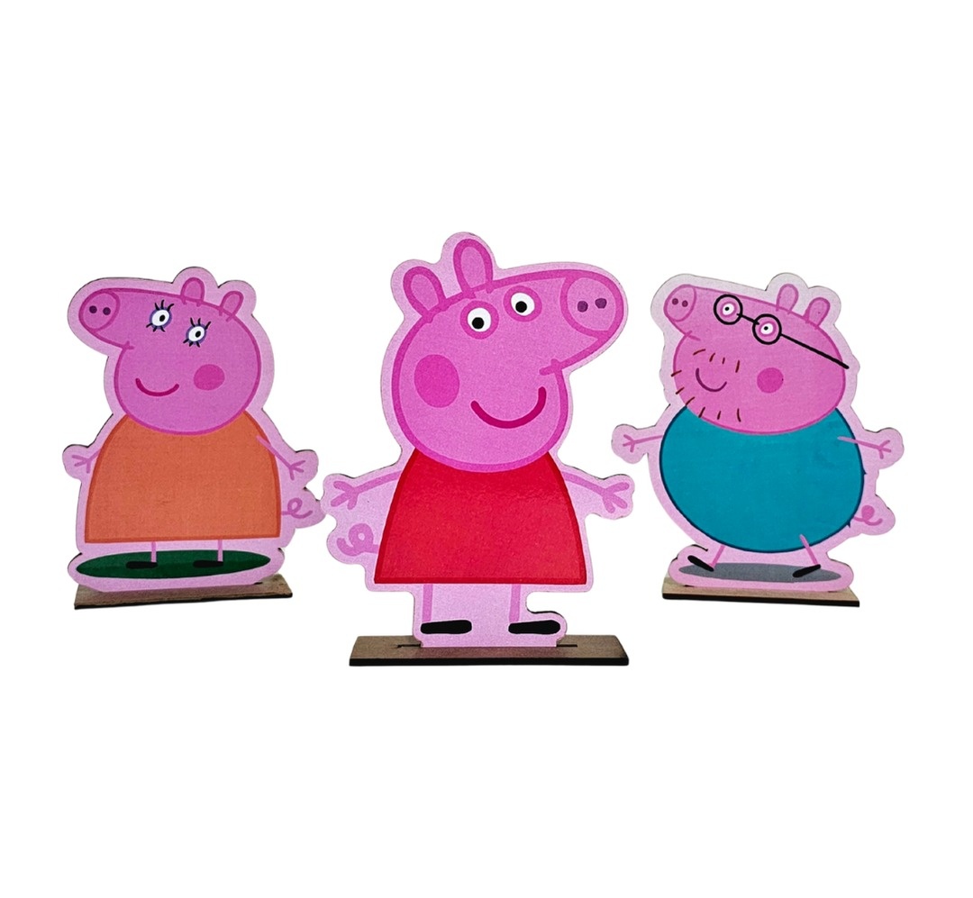 Peppa Pig - Kit 3 Displays de Mesa - Cuca Maluca Festas