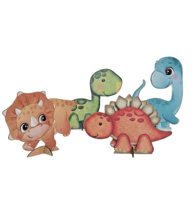 Dino Baby - Kit 4 Displays de Mesa - Cuca Maluca Festas