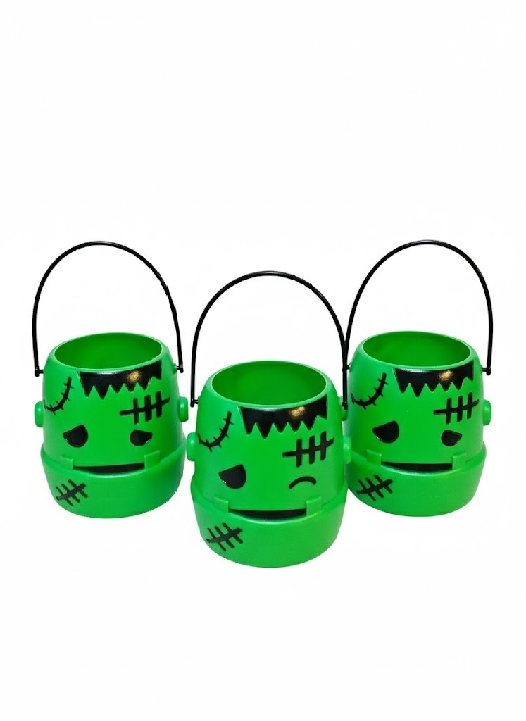 Trio Mini Baldinhos Frankenstein (Halloween) - Cuca Maluca Festas