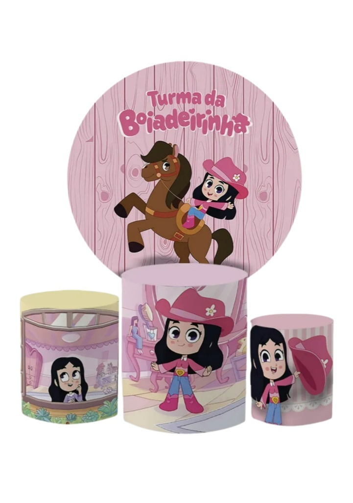Turma da Boiadeirinha - Kit Capas Painel Redondo + Cilindros - Cuca Maluca Festas