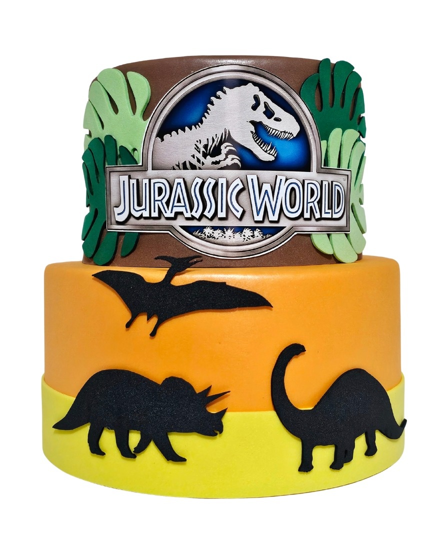 Bolo Fake Dinossauros Jurassic World - Cuca Maluca Festas