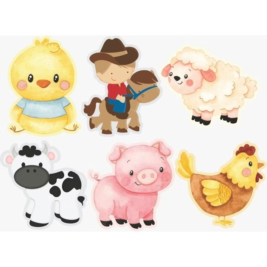 Fazendinha - Kit 6 Displays de Mesa - Cuca Maluca Festas