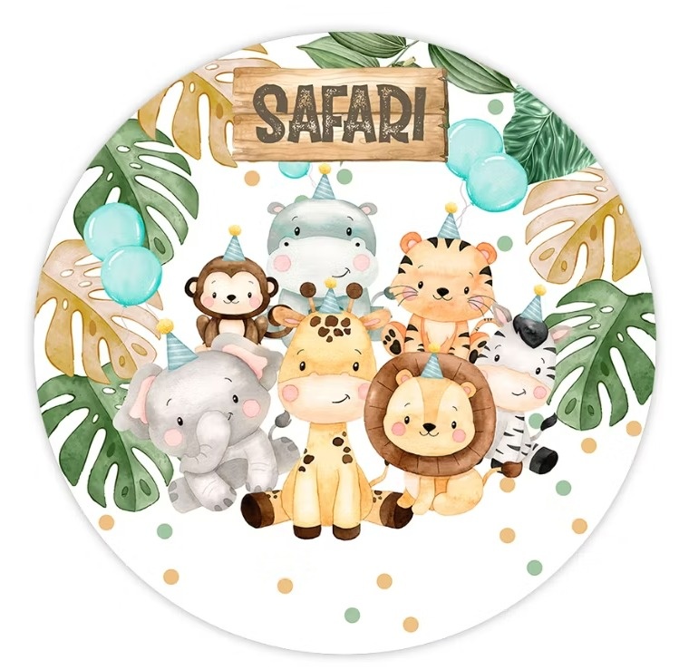 Safari - Capa Painel Redondo - Cuca Maluca Festas