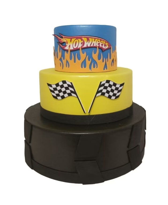 Bolo Fake Hot Wheels - Cuca Maluca Festas