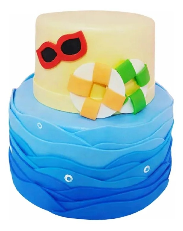 Bolo Fake Pool Party - Cuca Maluca Festas
