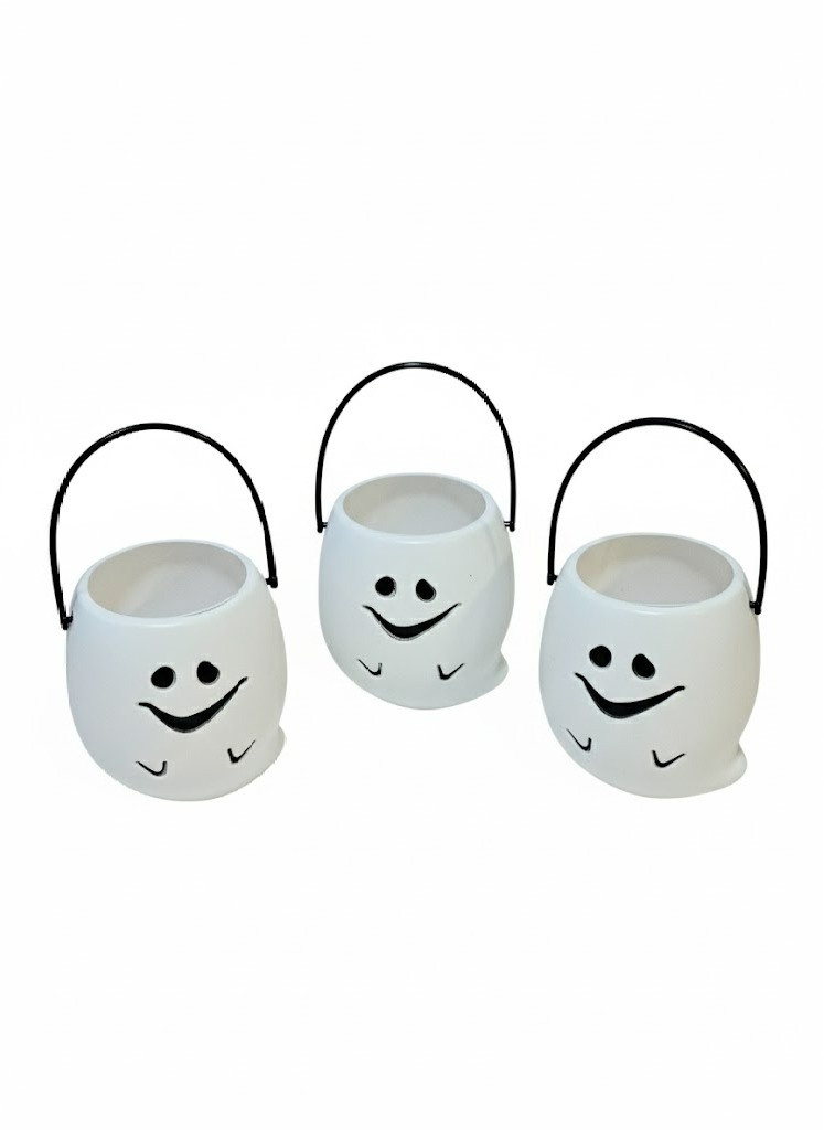 Trio Mini Baldinhos Fantasma (Halloween) - Cuca Maluca Festas