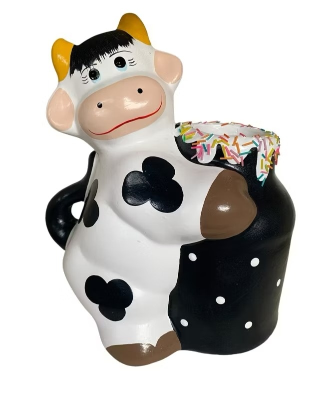 Vaso/Piruliteira Cerâmica Vaquinha (Fazendinha) - Cuca Maluca Festas