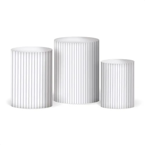 Kit Capas Cilindros - Branco Ripado  - Cuca Maluca Festas