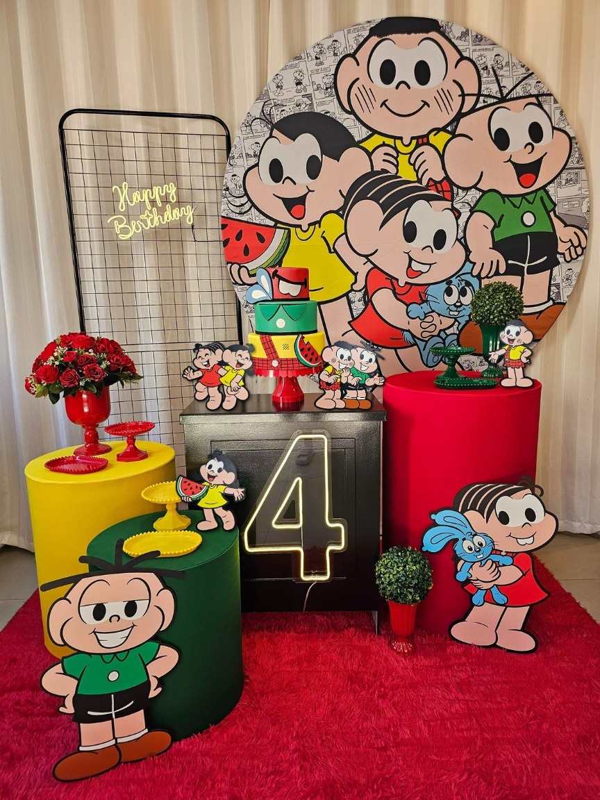 Turma da Mônica - Kit 1 Ouro Com Painel Biombo - Cuca Maluca Festas