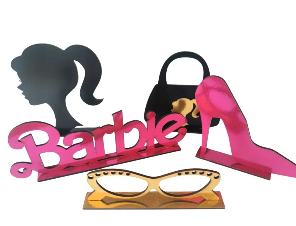Barbie - Kit 5 Displays de Mesa - Cuca Maluca Festas