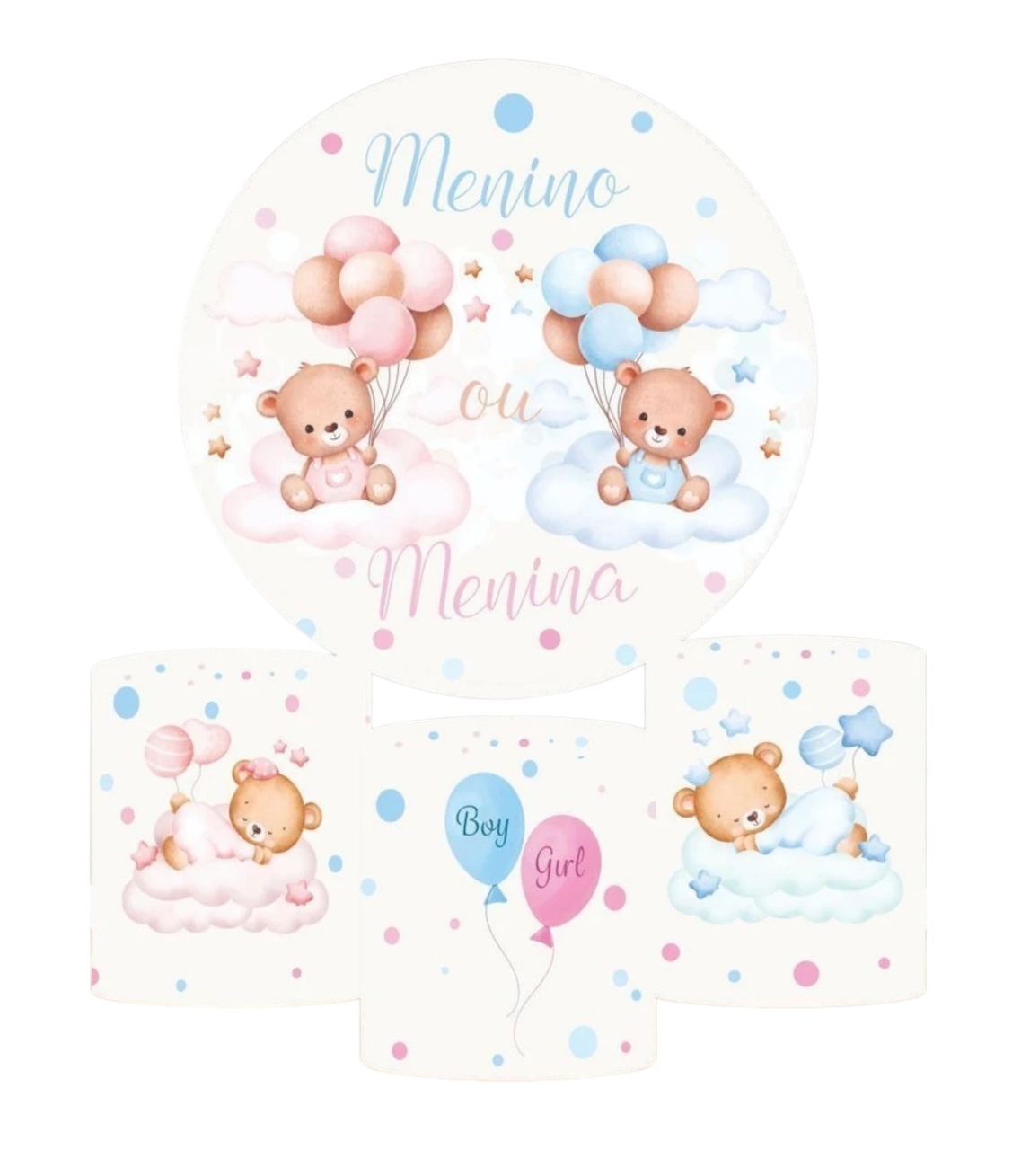 Chá Revelação - Kit de Capas - Cuca Maluca Festas