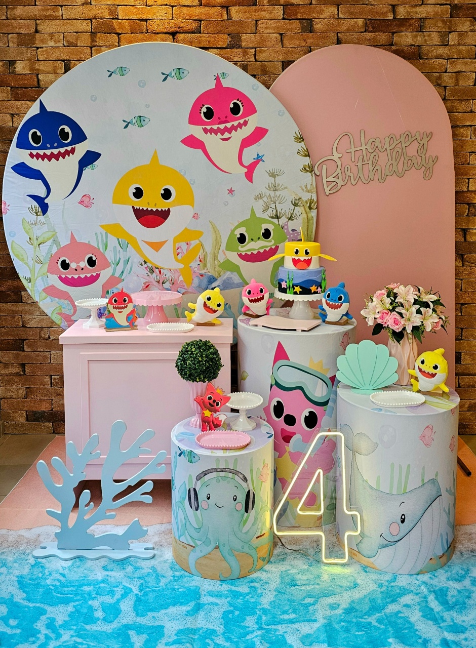 Baby Shark - Kit 3 Ouro - Cuca Maluca Festas