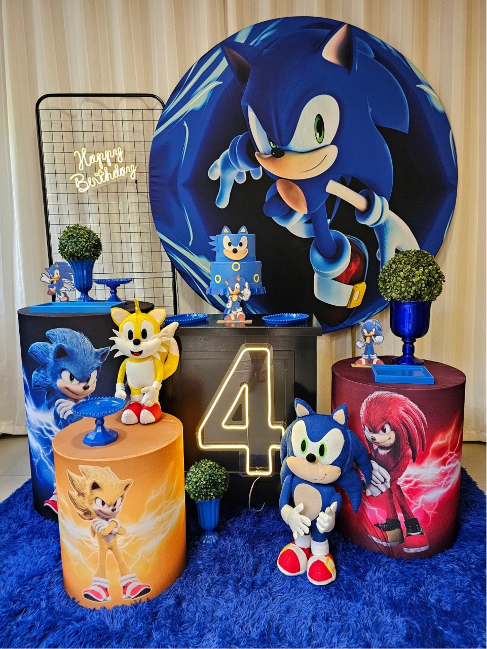 Sonic - Kit Ouro Com Painel Biombo - Cuca Maluca Festas