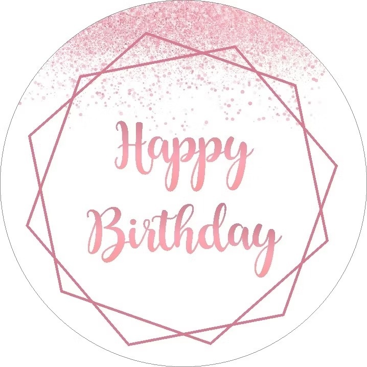 Happy Birthday Rosa E Branco - Capa Mini Painel 50Cm - Cuca Maluca Festas