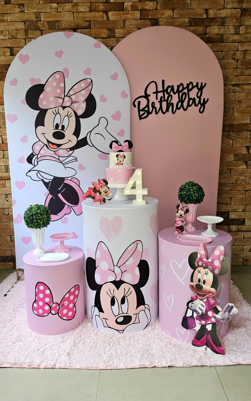 Minnie Rosa - Kit 2 Prata - Cuca Maluca Festas