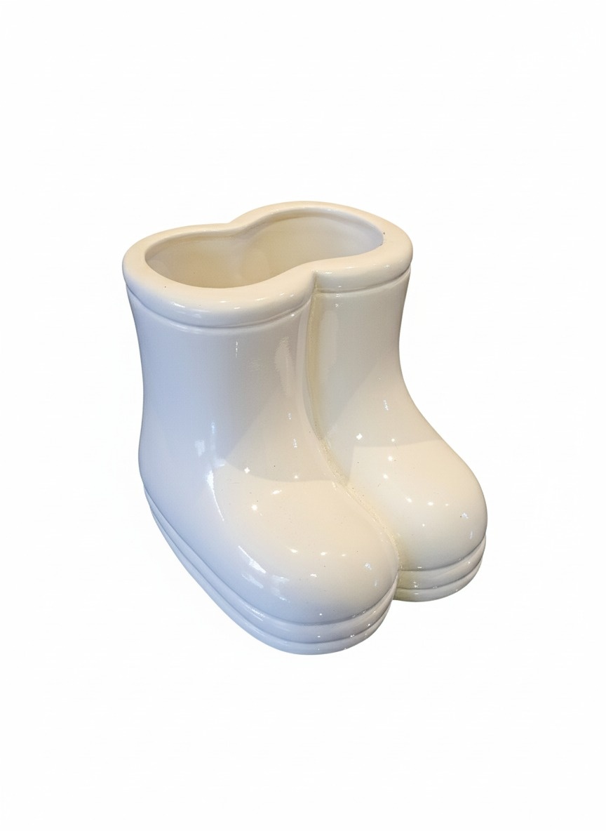 Vaso/Piruliteira Botinha Branca (Fazendinha)  - Cuca Maluca Festas