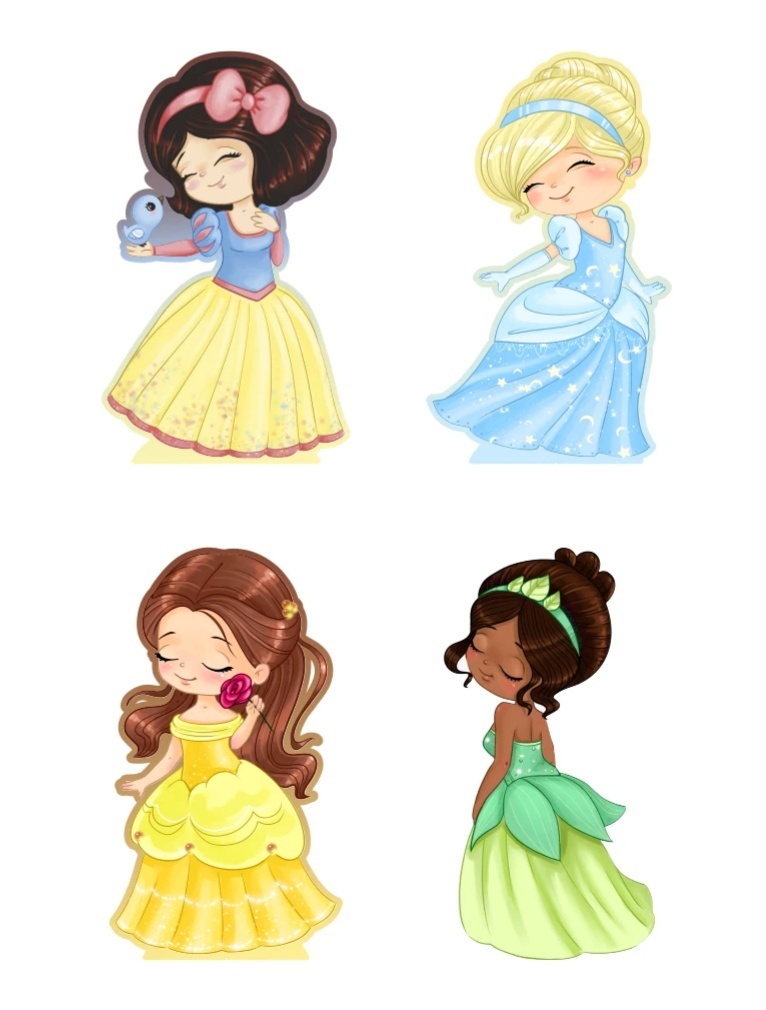 Princesas Baby - Kit 4 Displays de Mesa - Cuca Maluca Festas