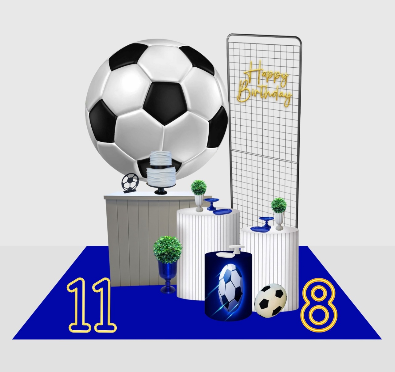 Futebol - Kit Ouro Personalizado (Painel Bola) - Cuca Maluca Festas