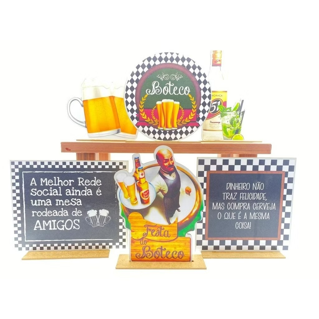 Boteco - Kit 6 Displays de Mesa  - Cuca Maluca Festas