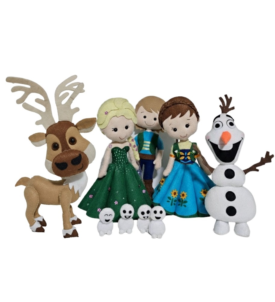 Frozen - Kit 9 Bonecos de Feltro  - Cuca Maluca Festas