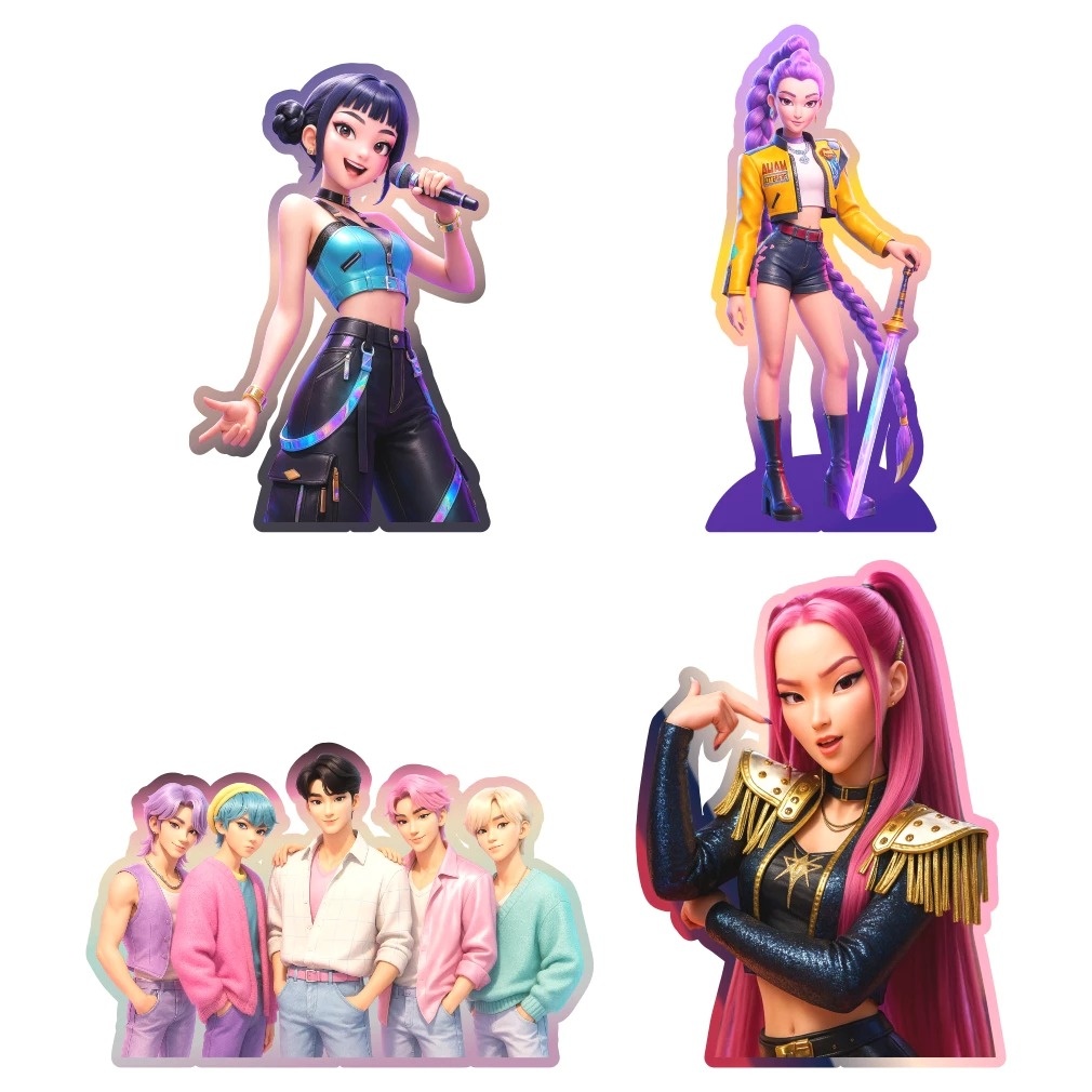 Guerreiras Do K-Pop - Kit 4 Displays de Mesa  - Cuca Maluca Festas