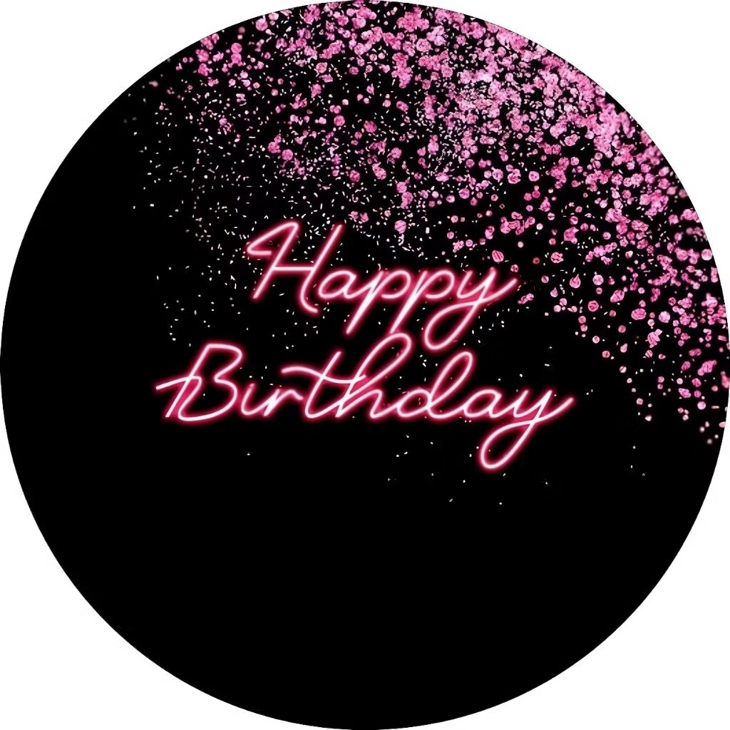 Happy Birthday Preto - Capa Mini Painel 50Cm - Cuca Maluca Festas
