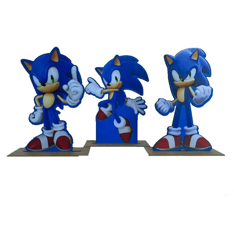 Sonic - Kit 3 Displays de Mesa  - Cuca Maluca Festas